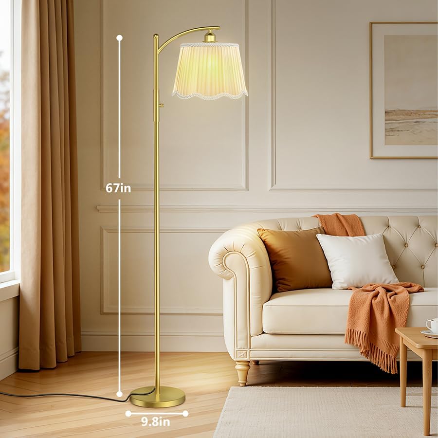 Karjoefar Thickened Gauze Shade Dimmable Arc Floor Lamps for Living Room