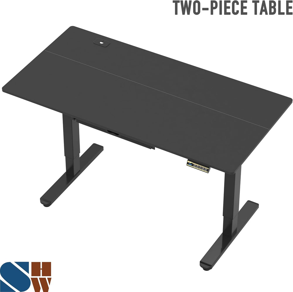 SHW 55 x 28 Electric Height Adjustable Standing Desk w/Drawer, Black