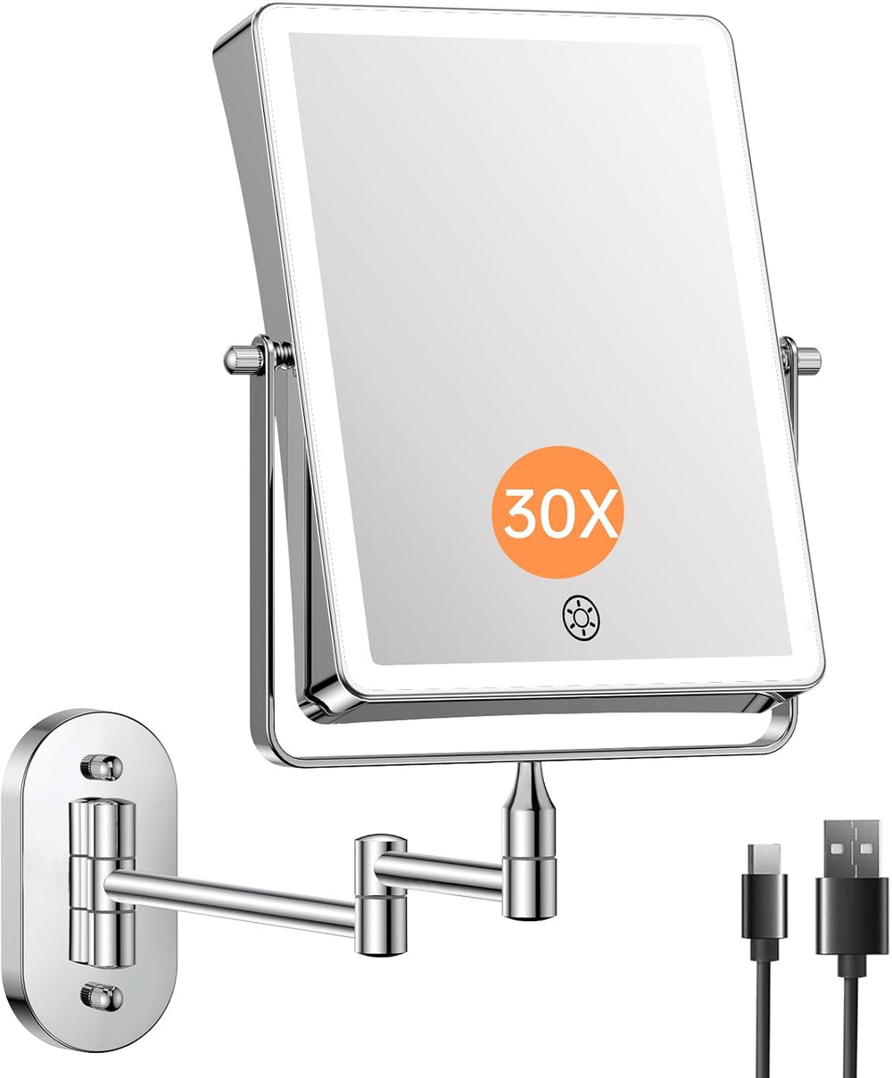 FASCINATE 8.7" 5000mAh Rechargeable Wall Mounted Makeup Mirror (Chrome)