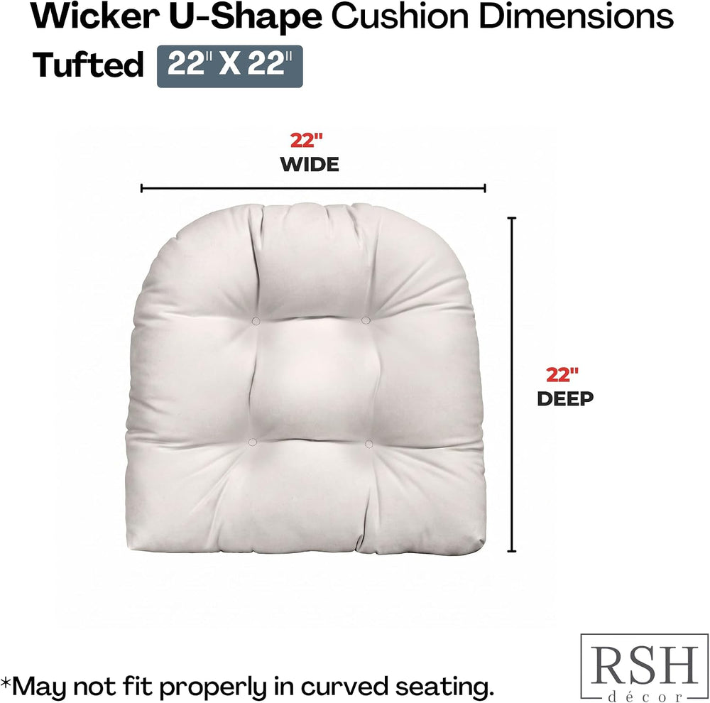 RSH DECOR: Sunbrella Tufted Wicker U-Shape Cushions Set of 2 | 22” x 22” | Ou...