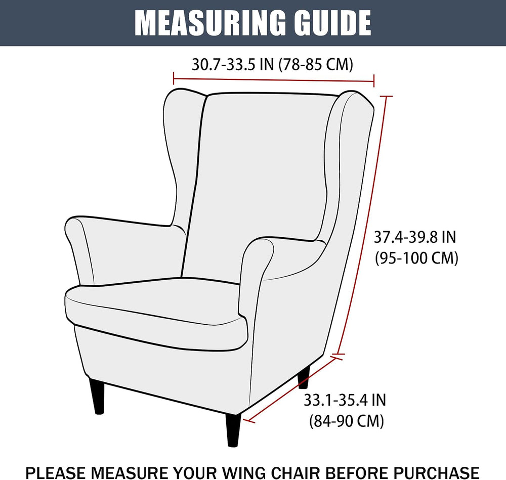 CONRUSER Stretch Wingback Chair Covers, 2 Piece Wing Chair Slipcovers Soft Ve...