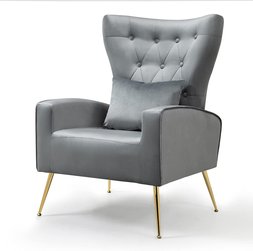 ZJhome Button- Tufted Living Room Chairs, WingBack Velvet Accent Chair Armcha...