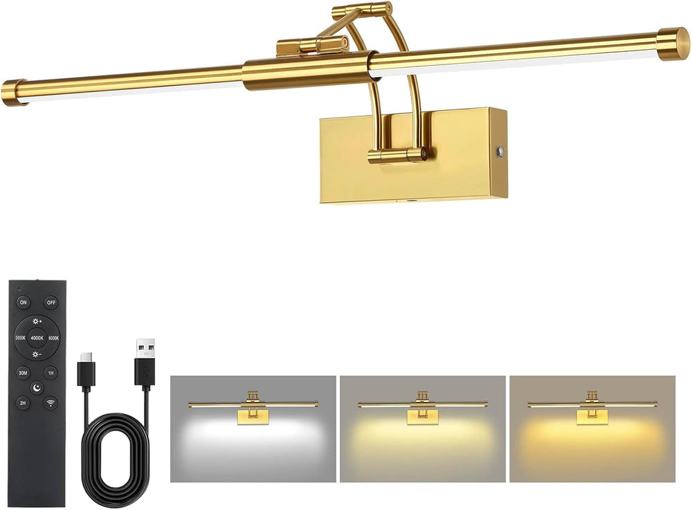 24" Picture Lights for Wall, 8000mAh Rechargeable Wireless Remote