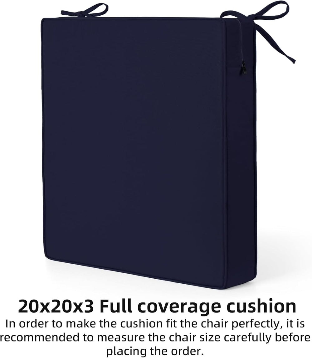 Detiblue Outdoor Chair Cushion Set, 20x20Inch Patio Seat Pads(Deep Blue)