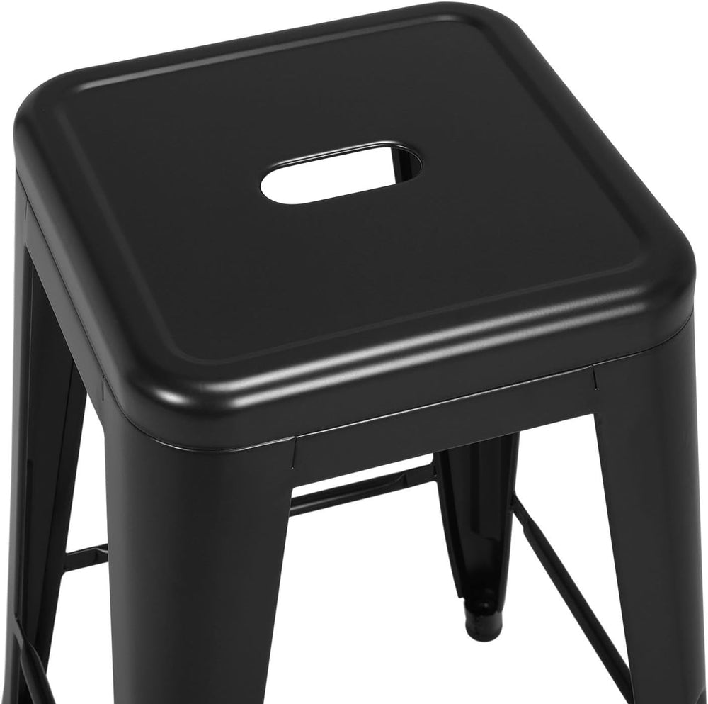 Yaheetech 24 Inch Metal Bar Stools Set of 4, Stackable Barstools, Black