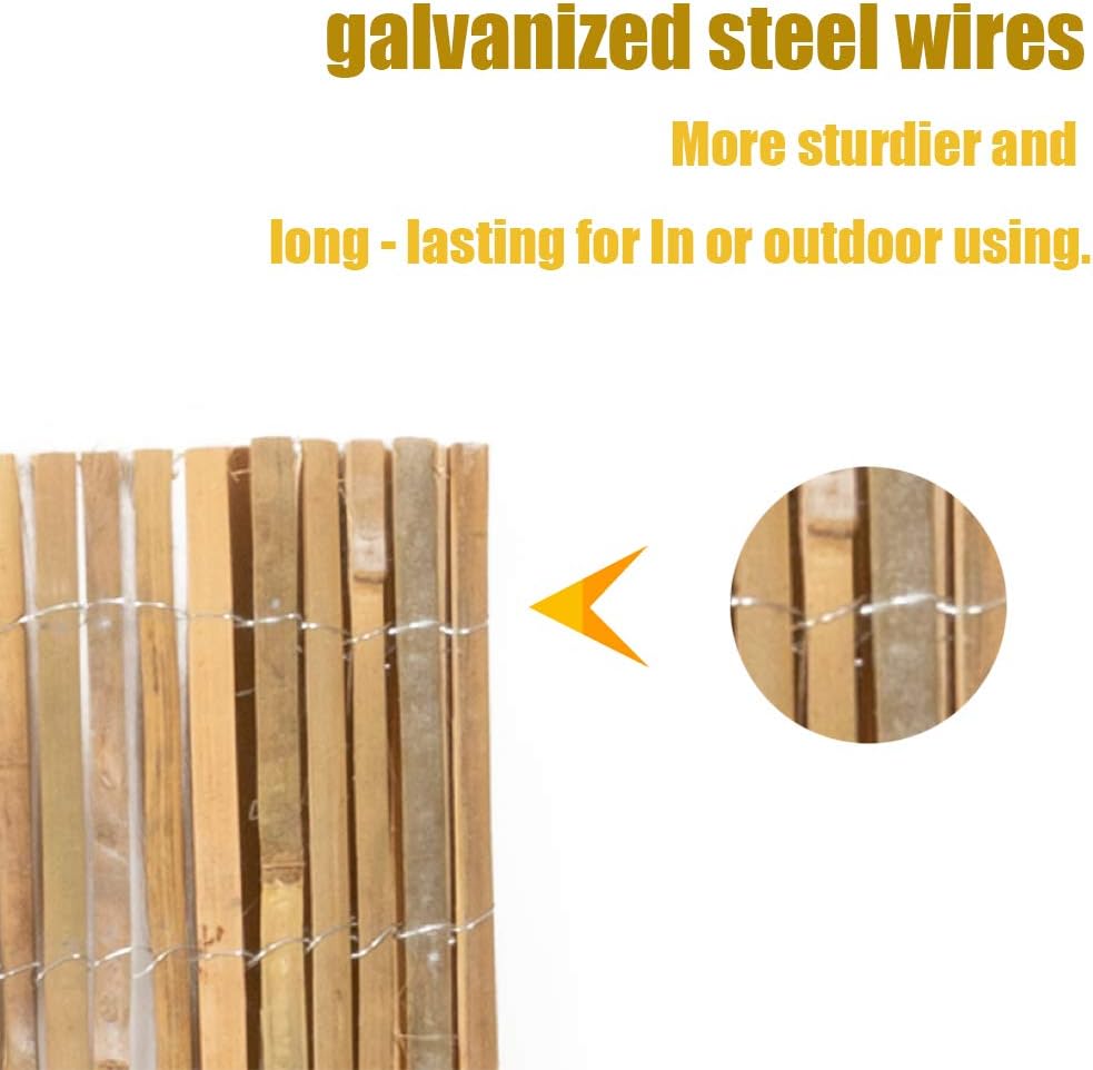 Mininfa Natural Bamboo Slat Screening, Eco-Friendly Privacy Slat Fence, Bambo...