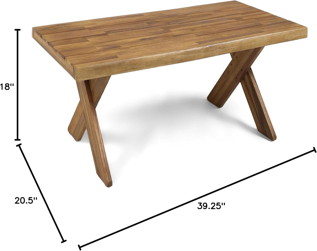Christopher Knight Home Irene Outdoor Acacia Wood Coffee Table, Sandblast Teak Finish
