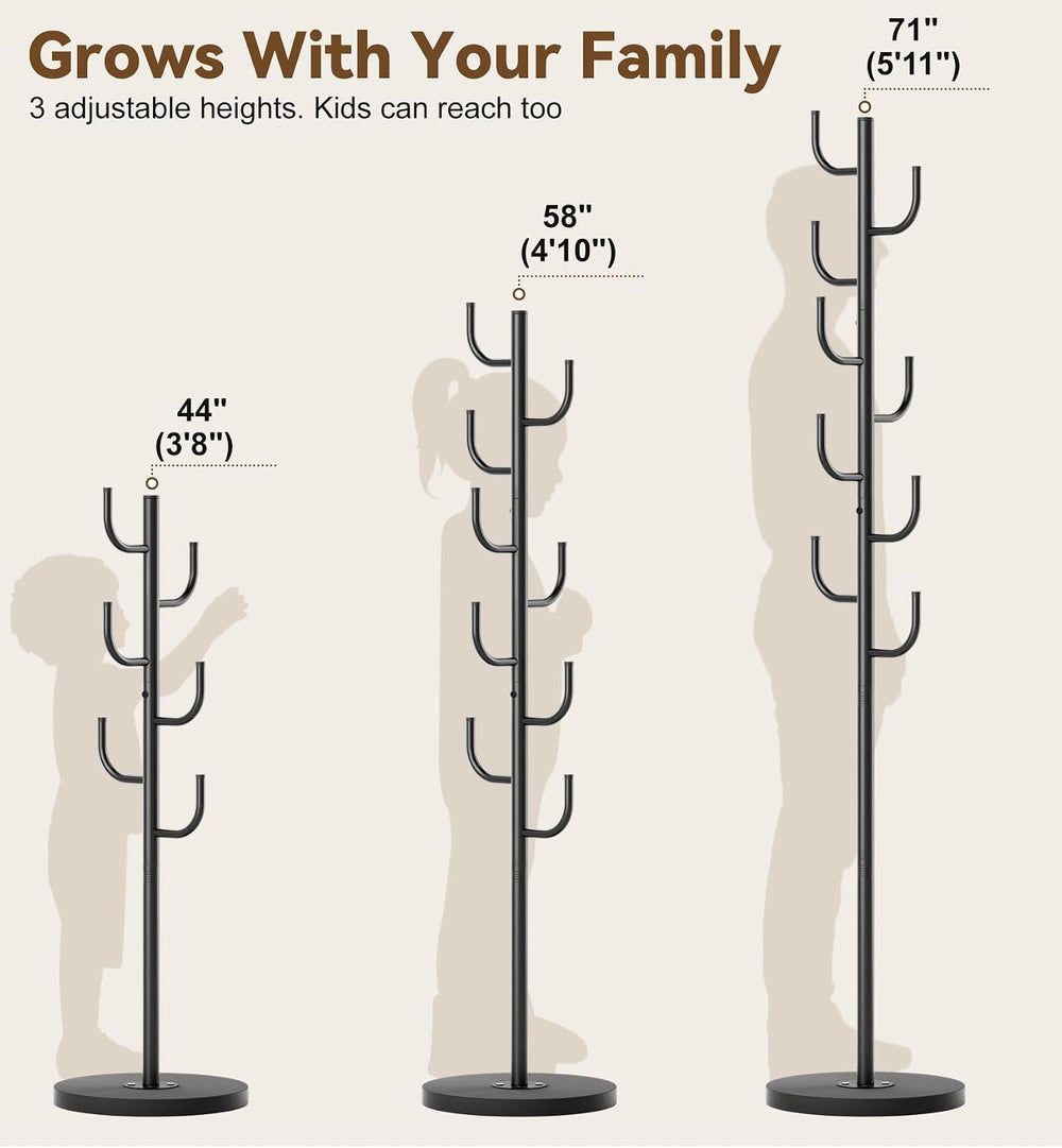 MISSLO Heavy Duty Coat Rack Freestanding Modern L-shaped Coat Tree, Black
