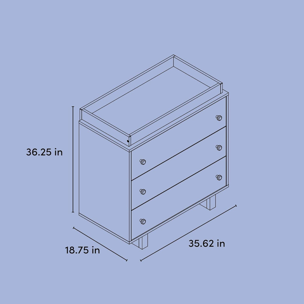 Storkcraft Texas 3 Drawer Chest with Changing Table Topper, Frosted Oat