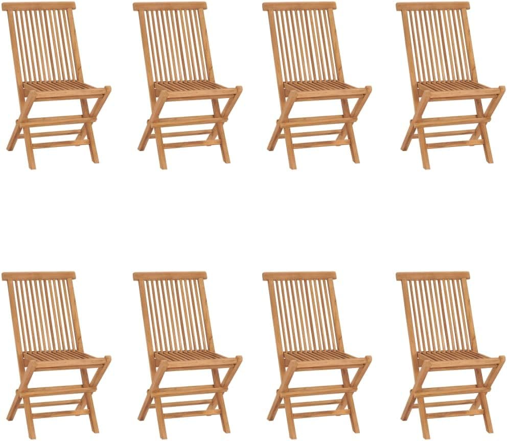 vidaXL Patio Folding Chairs 8 Pcs, Camping Garden Chair with Backrest, Outdoo...