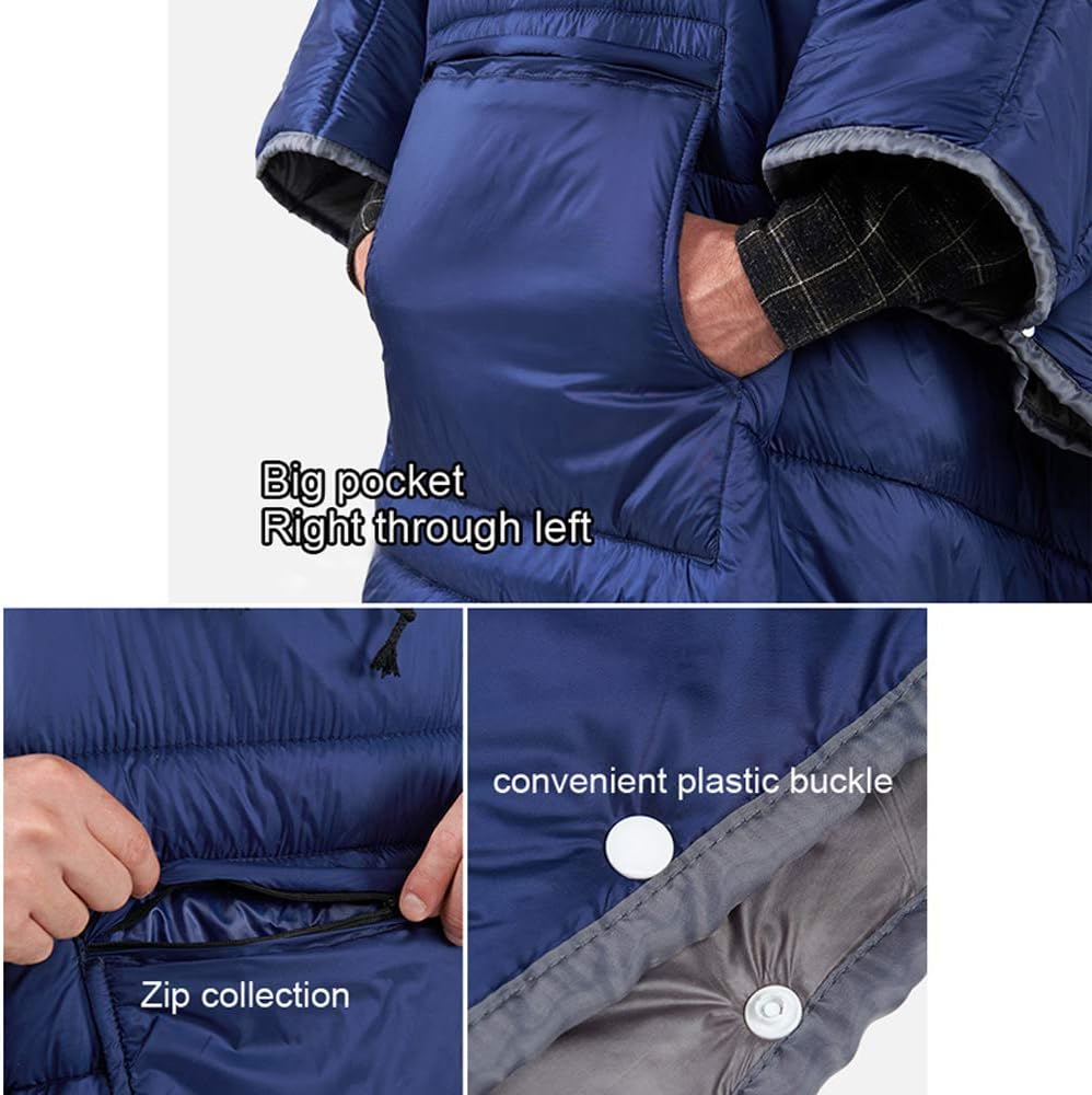 Camp Poncho Sleeping Bag Wearable Hooded Blanket - Envelope Lightweight Therm...