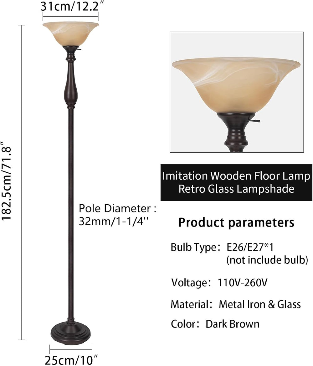 HonoDing Torchiere Floor Lamp for Living Room, Standing Lamp with Glass Shade...