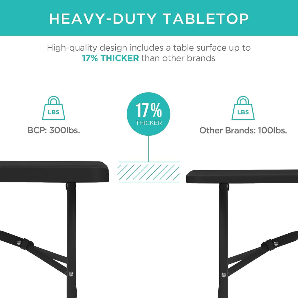 Best Choice Products 4ft Plastic Folding Table, Indoor Outdoor Heavy Duty Por...