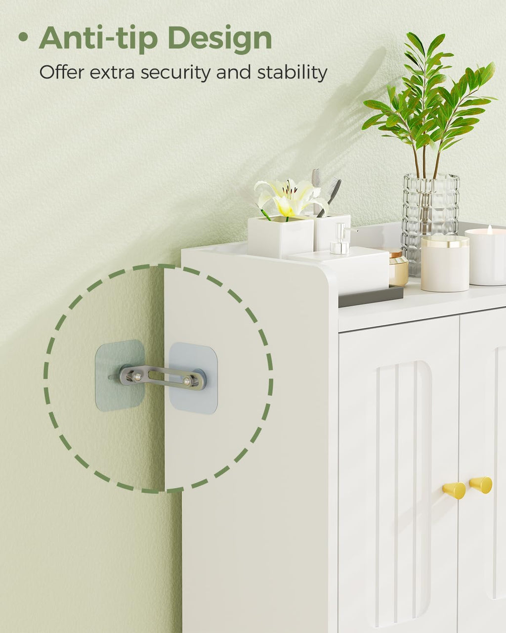 BEWISHOME Small Floor Cabinet,Toilet Paper Storage,Bathroom Storage Cabinet
