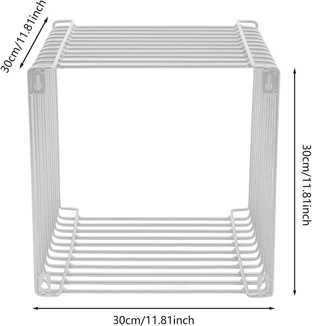 Side Table, Square Geometry Side Table, Linear Metal End Table for Living Room, Bedroom, Small Spaces (Silver)