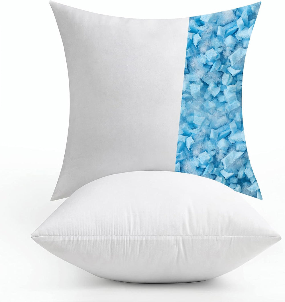 MIULEE 18x18 Pillow Inserts Set of 2, Shredded Memory Foam Throw Pillows