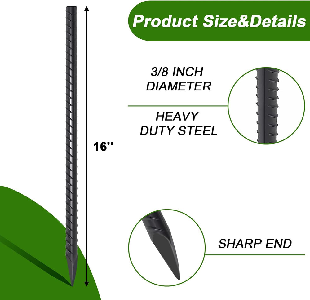 AAGUT Straight Rebar Stakes 16 Inch 3/8 Inch Thickness Concrete Form Stakes
