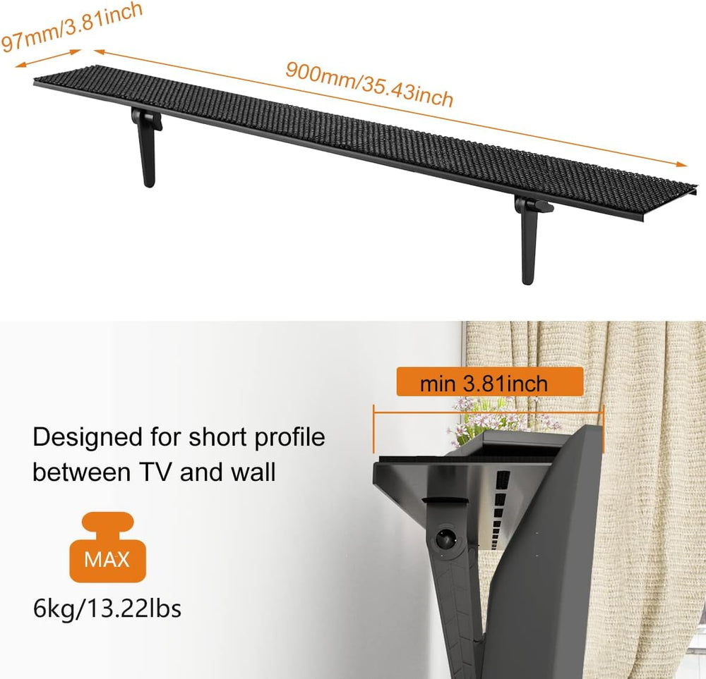 Bracwiser Plus No Drill TV Top Shelf 35.43 inch Wide for Thin Monitor TV Top ...