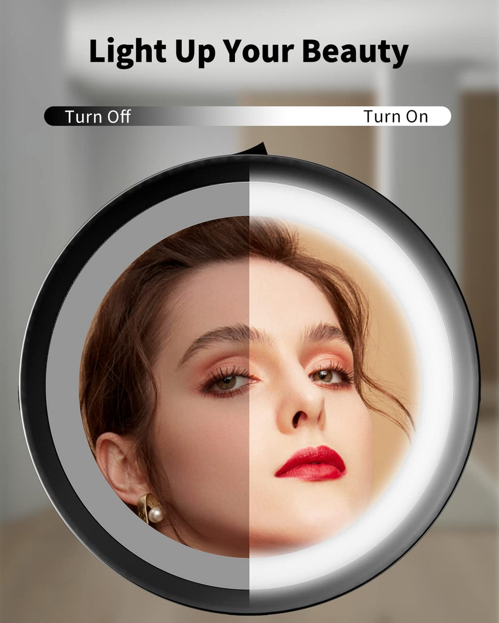 10X Magnifying LED Makeup Mirror, 7" Double Sided Standing Mirror for Desk