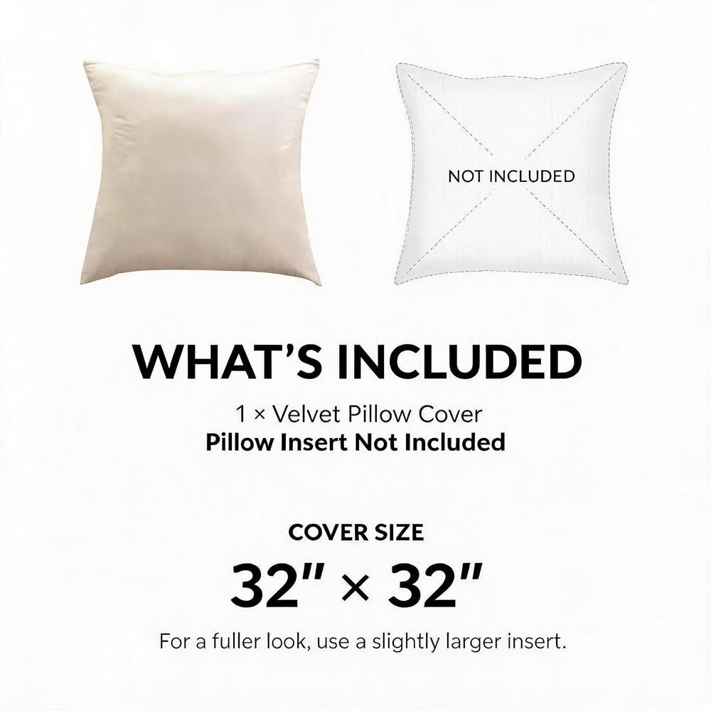 32 x 32 Inch Velvet Pillow Cover, Extra Large Decorative Throw Pillow Cover f...