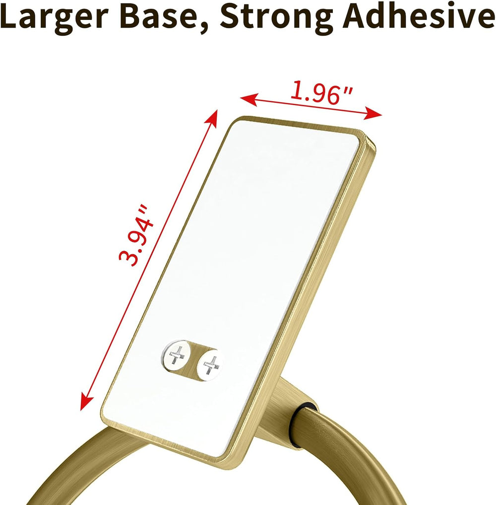 STWWO Gold Towel Ring for Bathroom, Adhesive Hand Towel Holder, 2 Pack