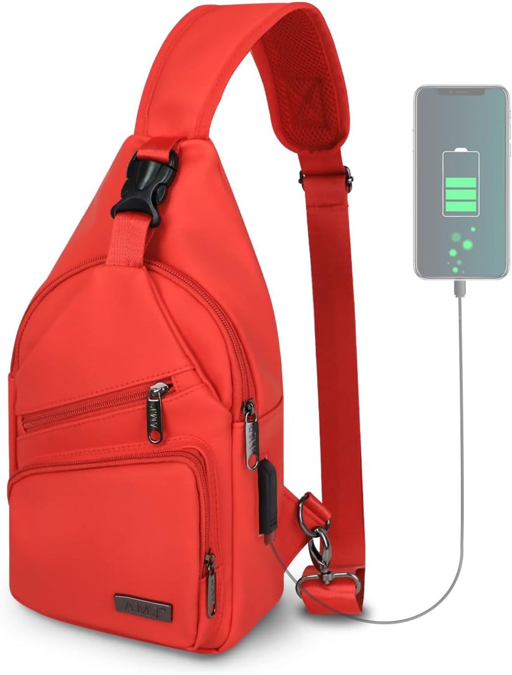 AMJ Sling Bag Small Crossbody Backpack Chest Bags Daypack with USB Cable Trav...