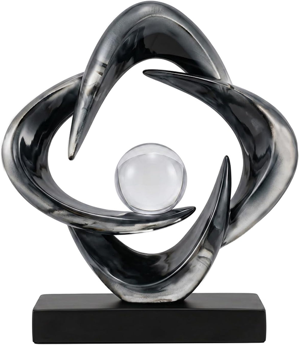FJS Modern Abstract Sculpture Decor, 10.8" Gray Resin Art Statue