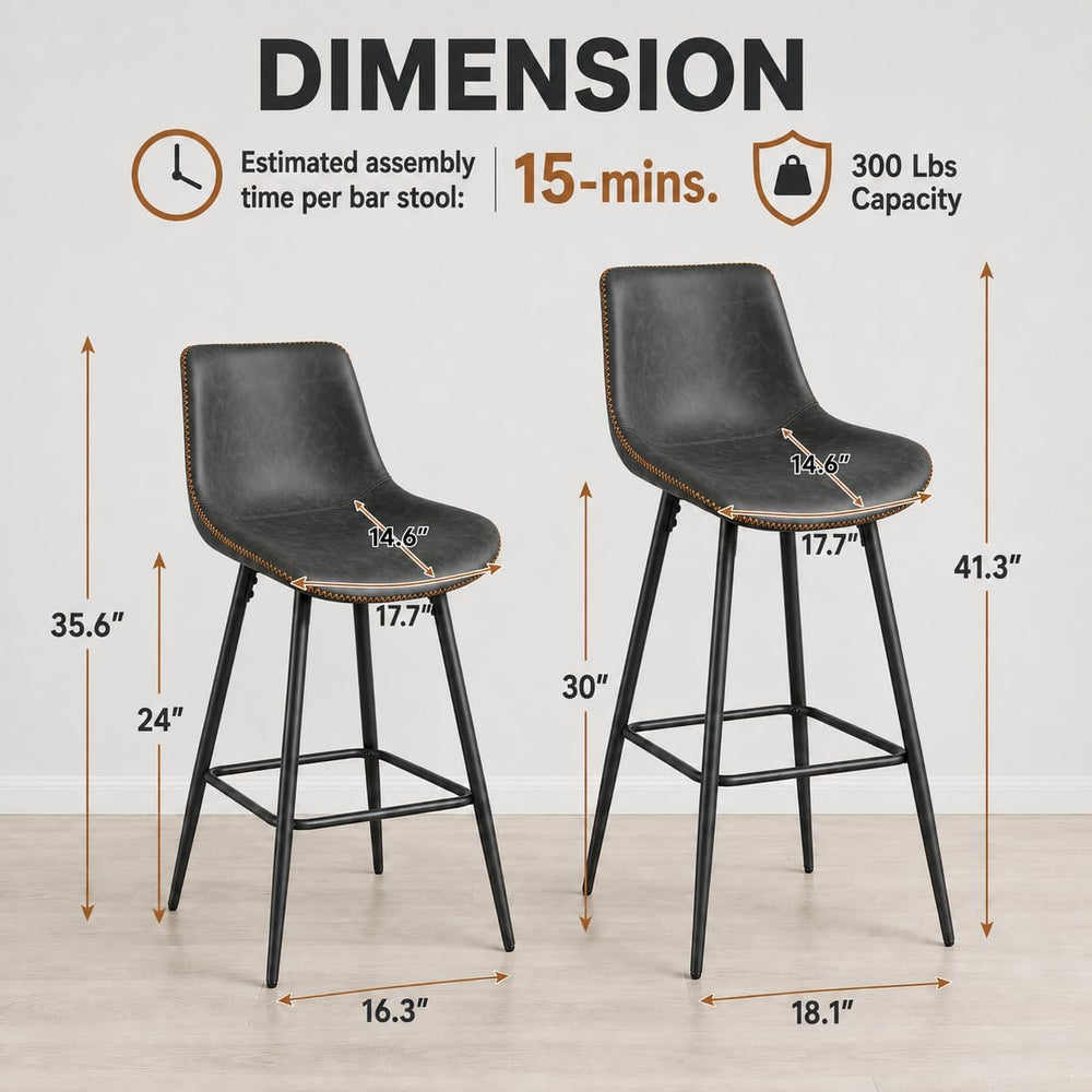 Garvee Bar Stools Set of 2, Counter Height Bar Stools