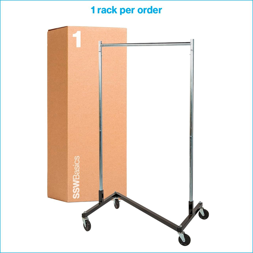 SSWBasics Compact Z Rack, Heavy Duty Rolling Clothing Rack, Holds 300 lb