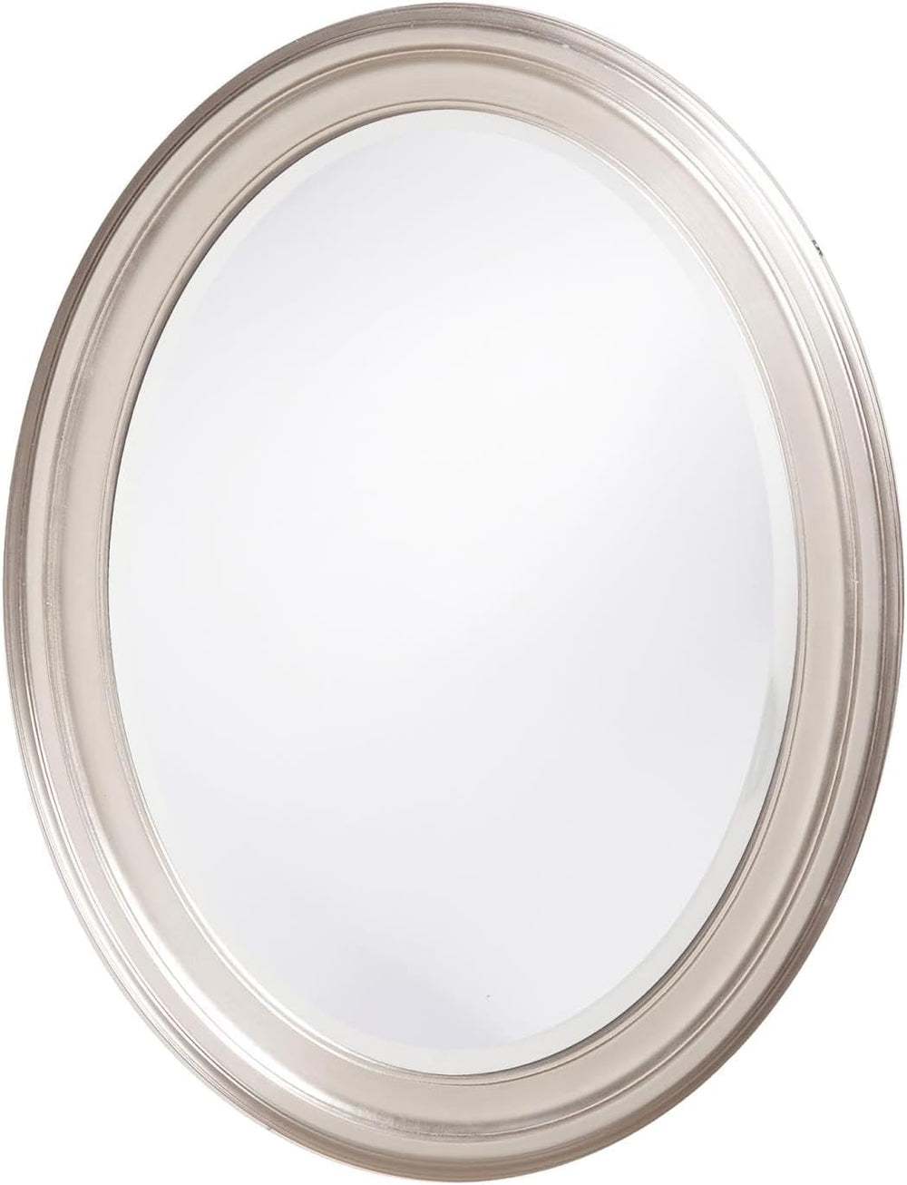 Howard Elliott Collection George Oval Bright Silver Wall Mirror, Oval Bevelle...