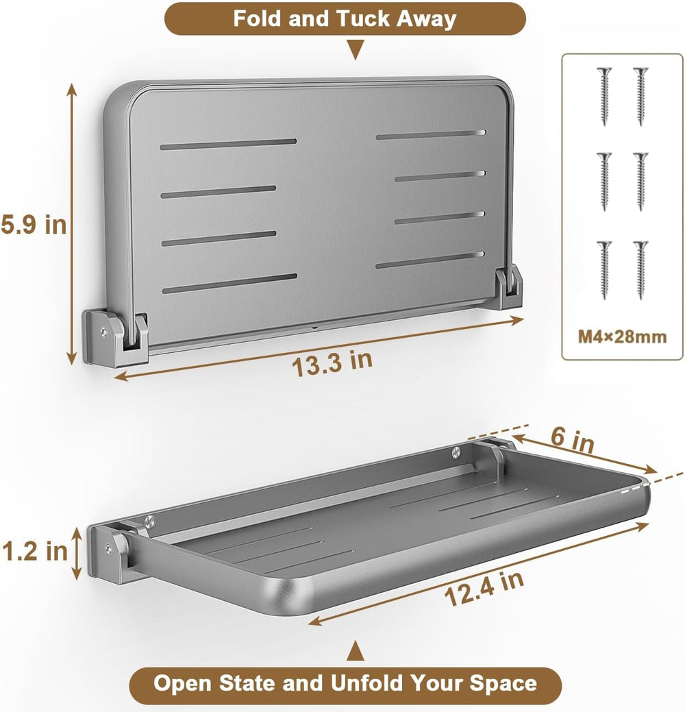 Safoner RV Aluminum Fold-Down Wall Shelf for Camper Interior Organization