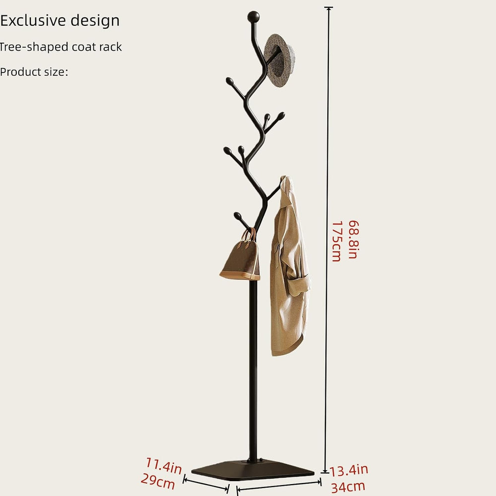 8-Hook Metal 68.8in Freestanding Coat Rack Stand, Coat Tree