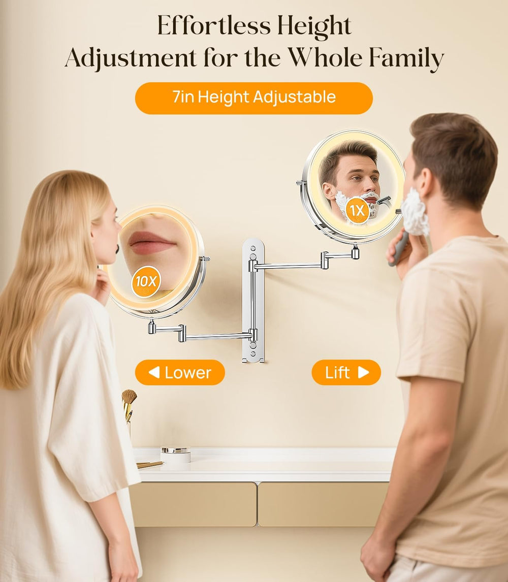 Gospire 9” Wall Mounted Makeup Mirror with Magnification 10X - Chrome