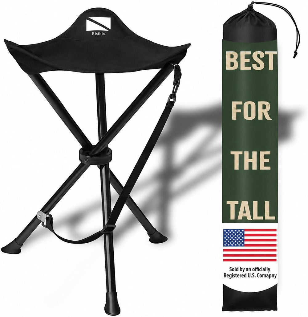 Foldable Tripod Stool - Ultra Portable Seat for Tall People, 20” High - Hunti...