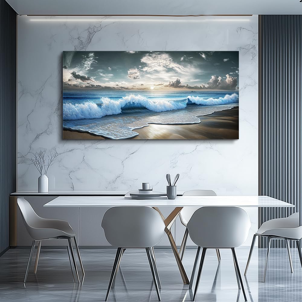 MHARTK66 Blue Ocean Canvas Wall Art Large Paintings For Living Room Landscape...