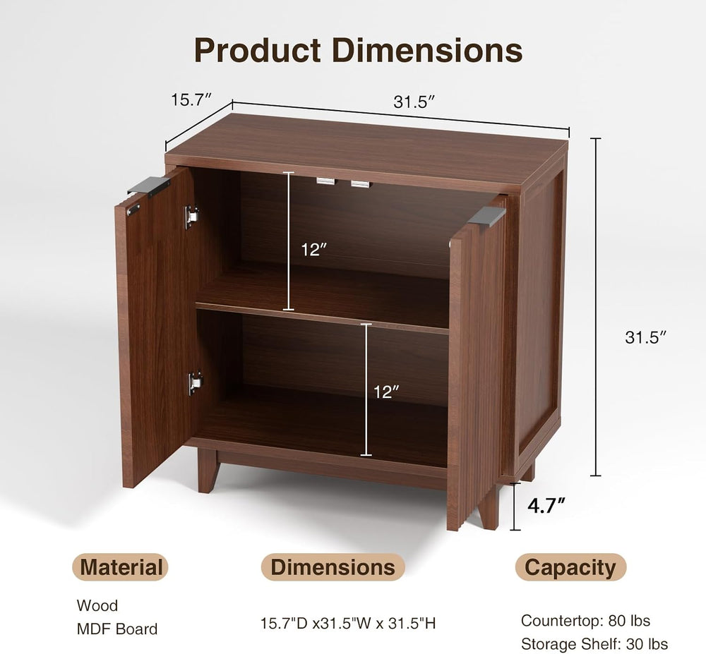 Befrases Buffet Cabinet with Storage Fluted Sideboard Accent Modern Credenza ...