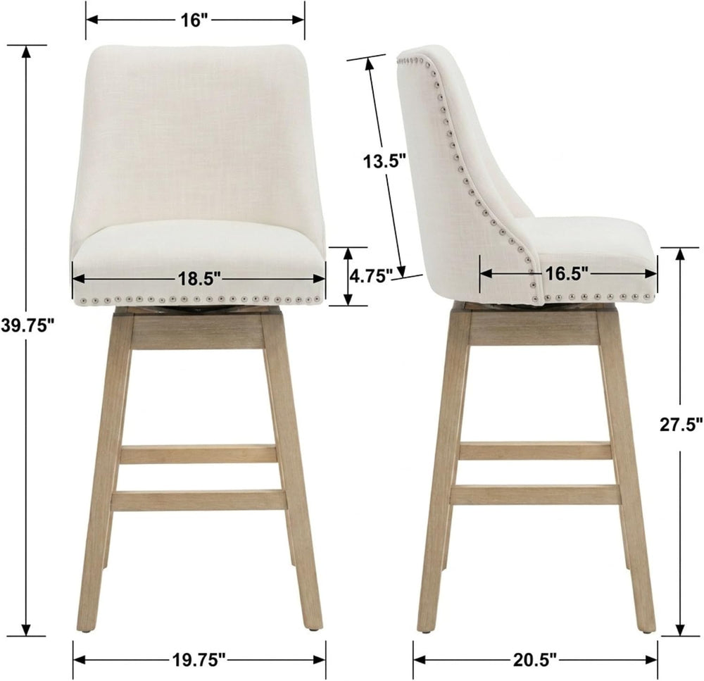 chairus Counter Height Swivel Bar Stool Chairs Set of 2 Mid-Century Modern 27...