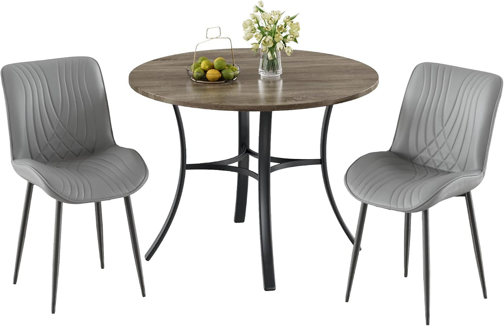 vecelo 3-piece dining table set, round tabletop with, package contents