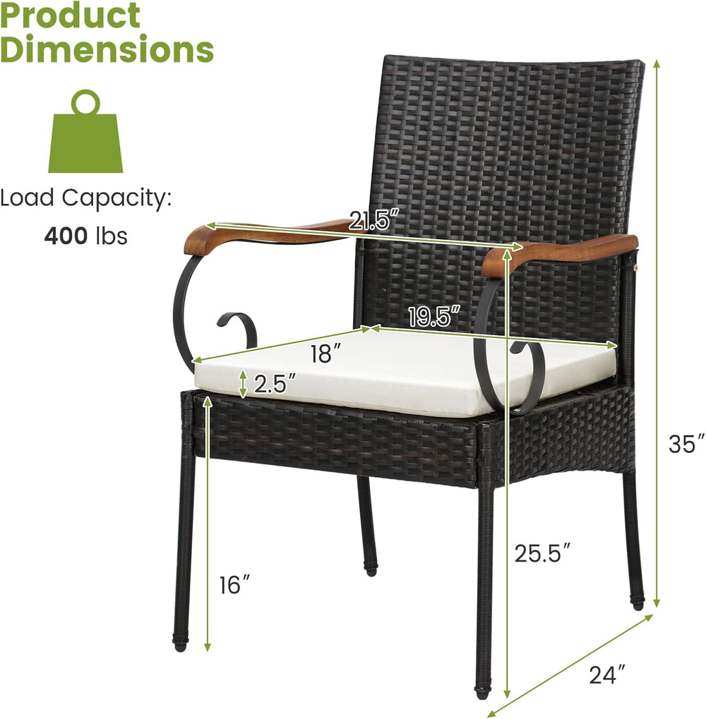 Tangkula Patio Wicker Chairs Set of 4, All Weather Heavy Duty Outdoor PE Ratt...