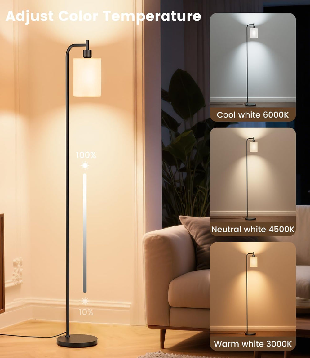 SIBRILLE 2-Pack Floor Lamps with Linen Shade for Living Room Bedroom Corner