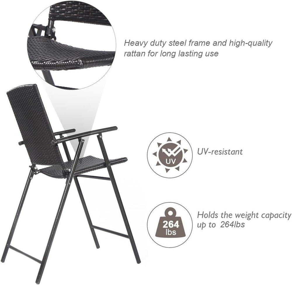 Tangkula 4 Piece Folding Patio Bar Chairs, Lightweight Portable Foldable Spac...
