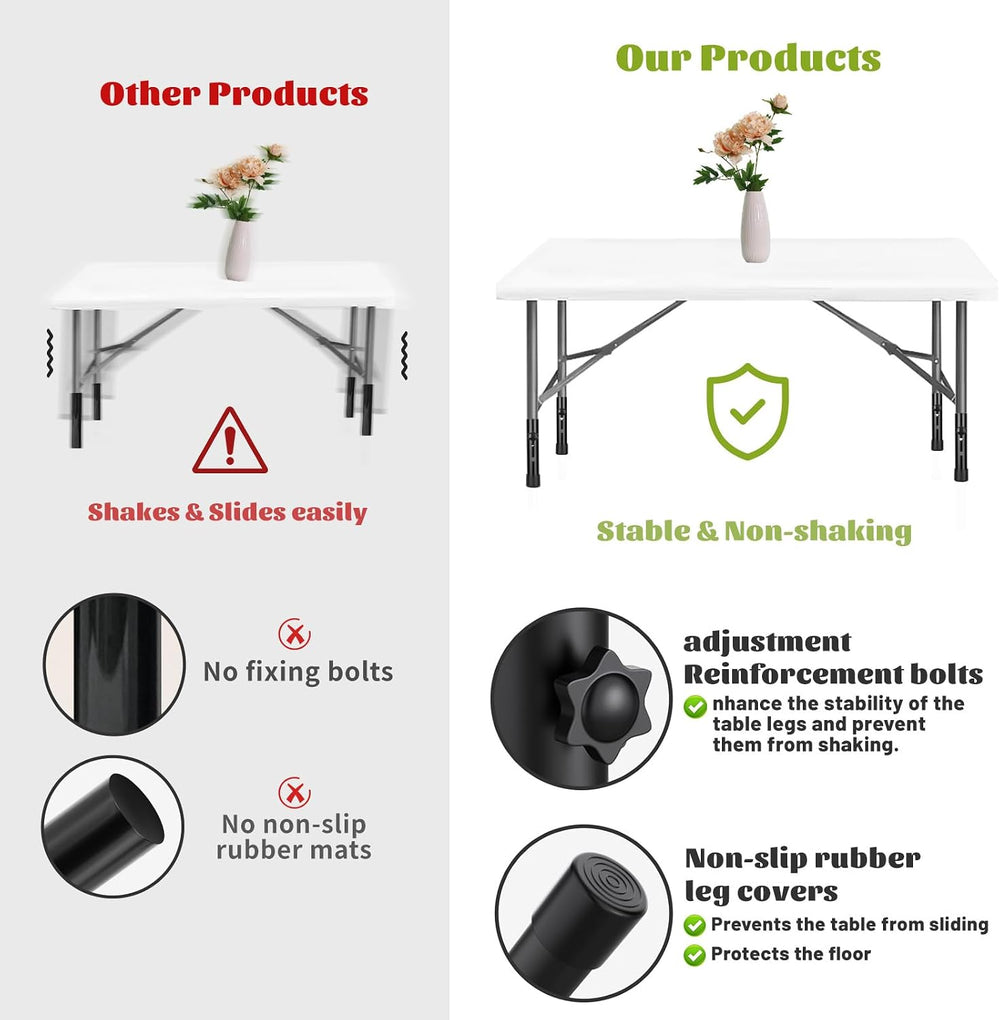 Folding Table Leg Extenders, 4-Level Adjustable Height Table Risers