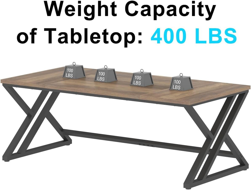 LVB Rustic Large Computer Desk, 70" Industrial Extra Long Home Office Desk