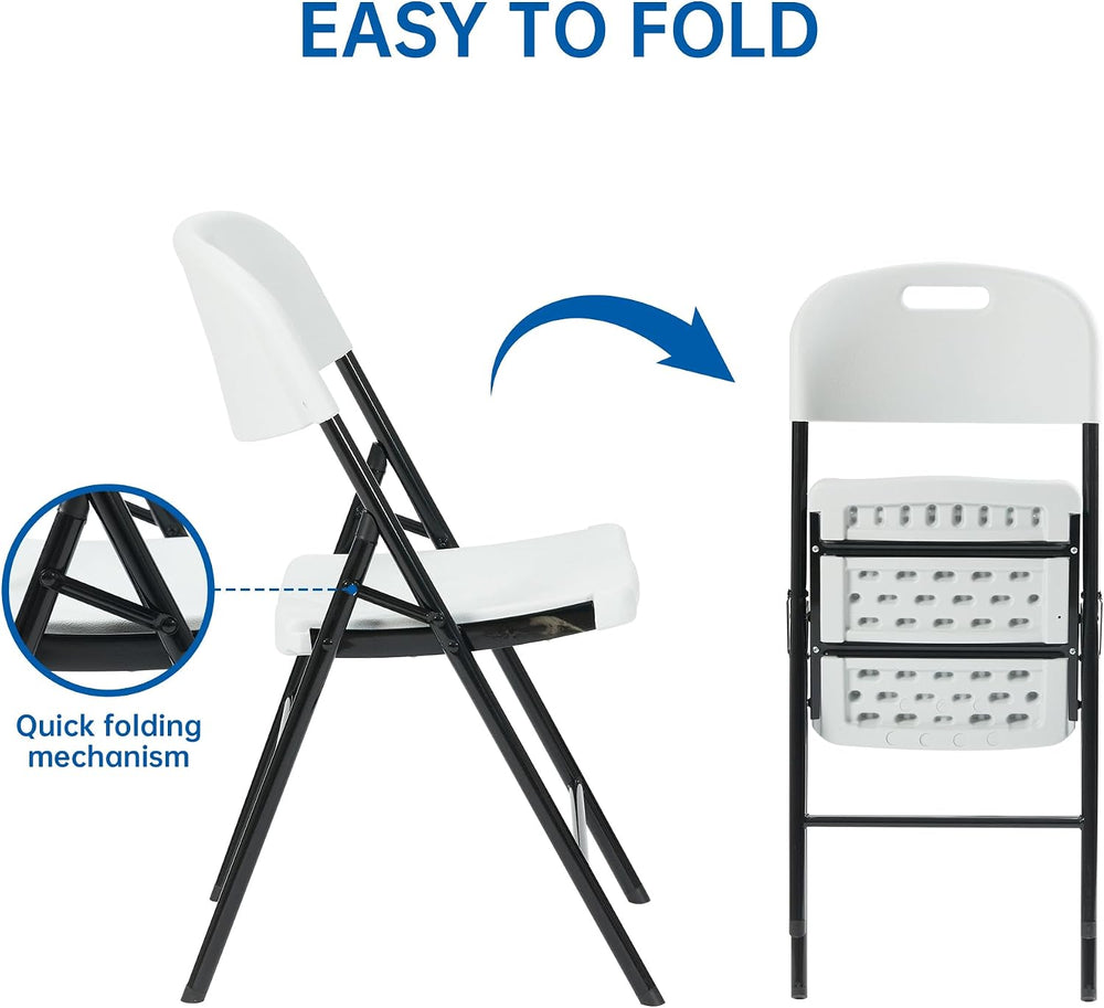 10 Pack Thicker 800 LBS White Folding Chairs, Commercial Grade Folding Chair,...