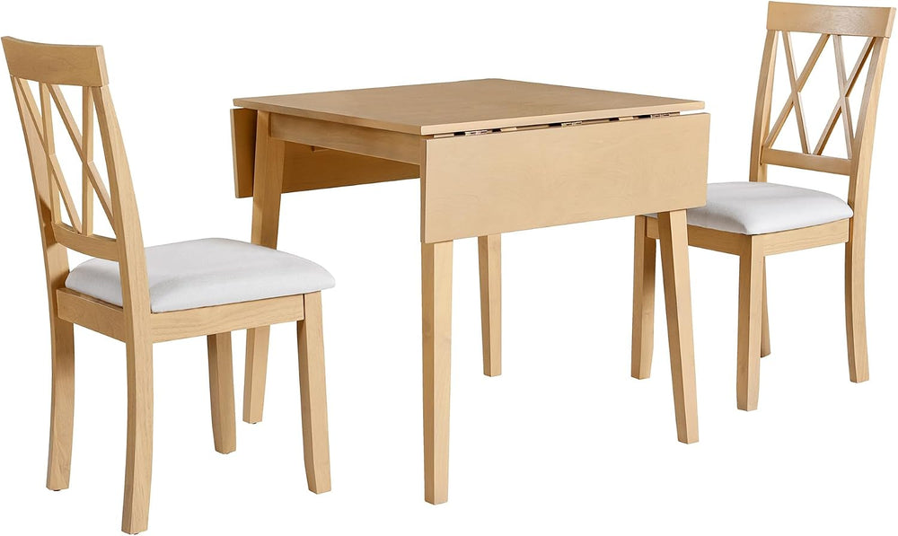 P PURLOVE 3 Piece Kitchen Dining Set, Wood Dining Table Set, Natural