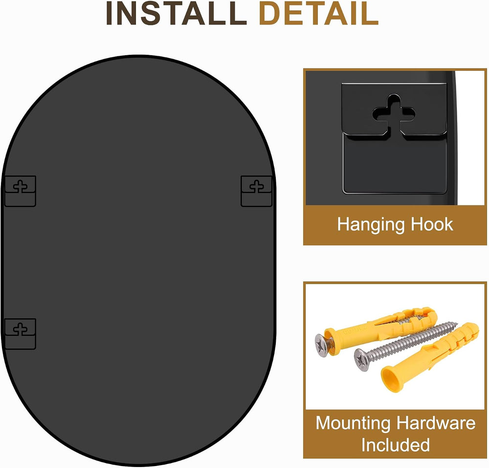 Bathroom Vanity Mirror for Over Sink, 20"x30" Black Oval Large Wall...