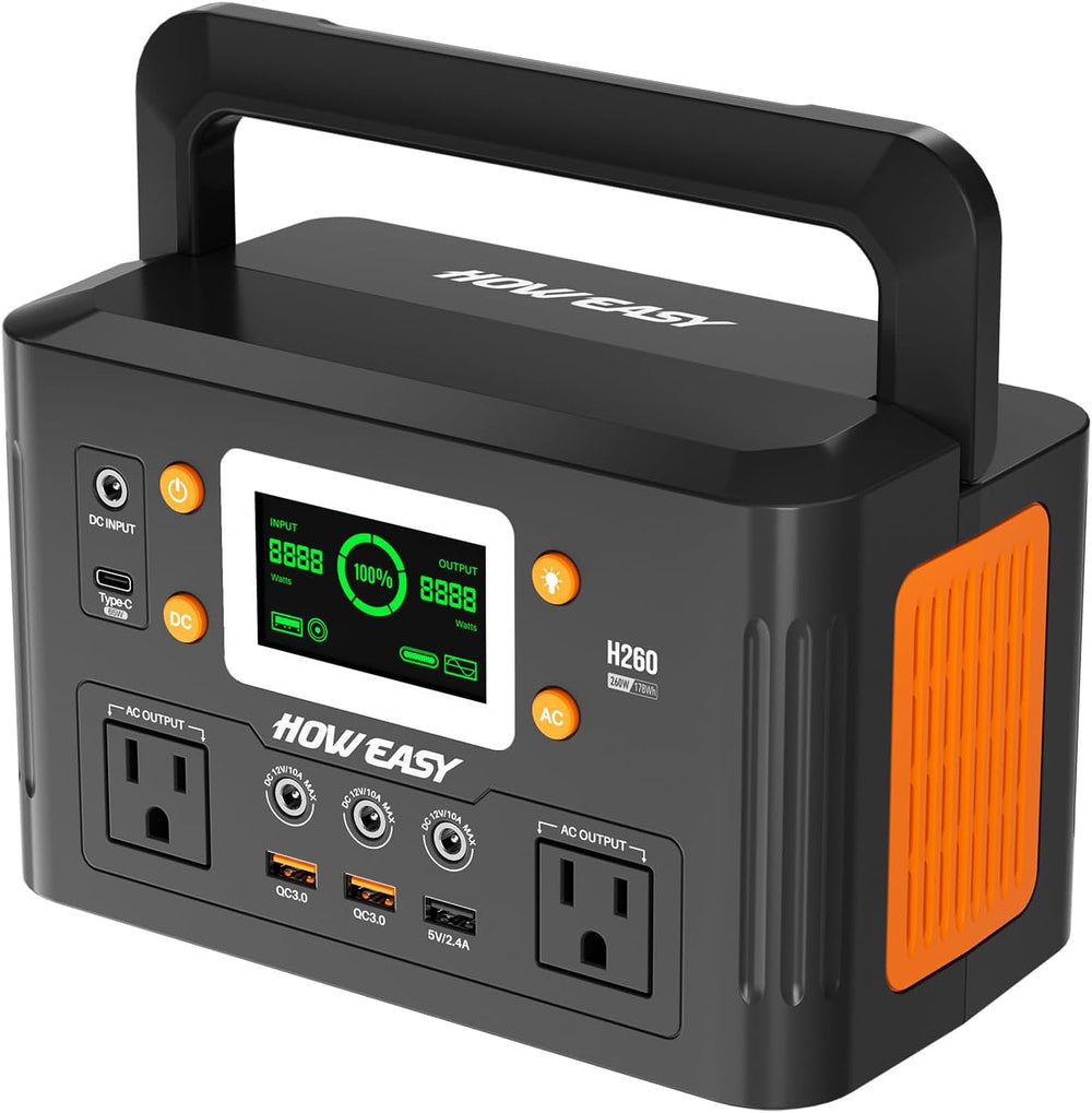 HOWEASY Portable Power Station,260W(500W peak) Solar Generator with PD 65W