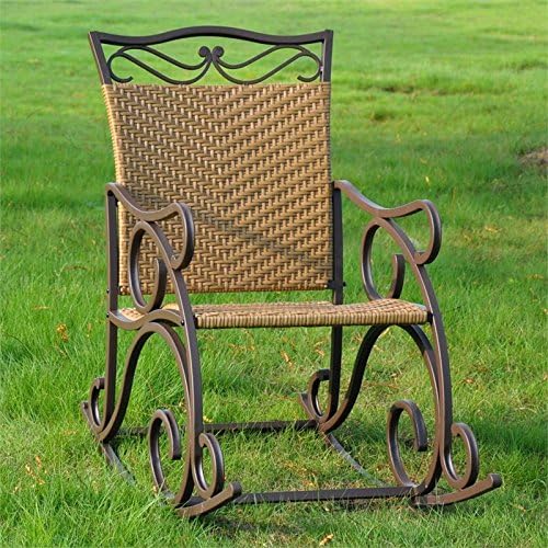wicker resin/steel porch rocker on a desk or shelf