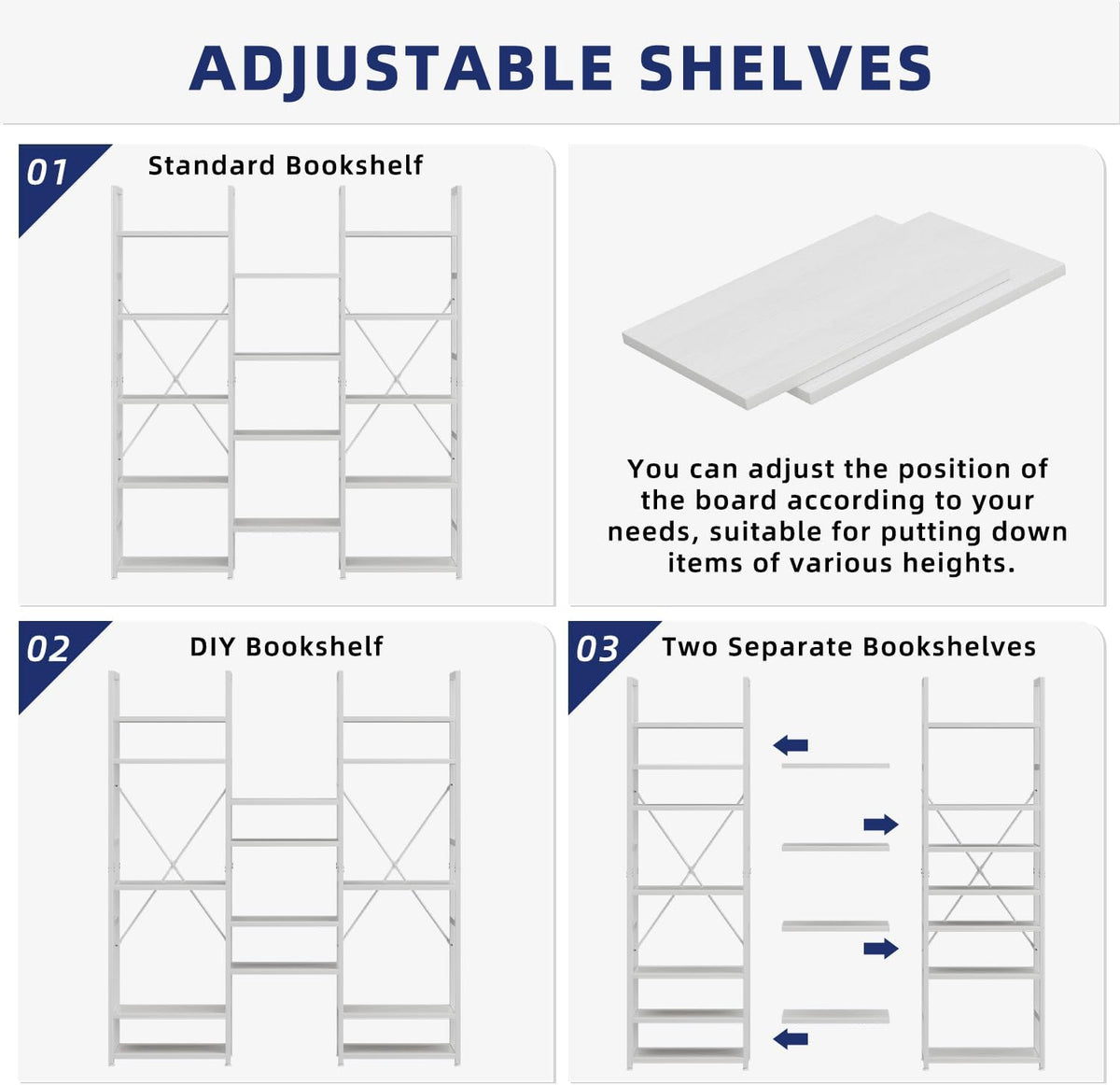 numenn triple column 5 tier bookshelf with 14 on a desk or shelf