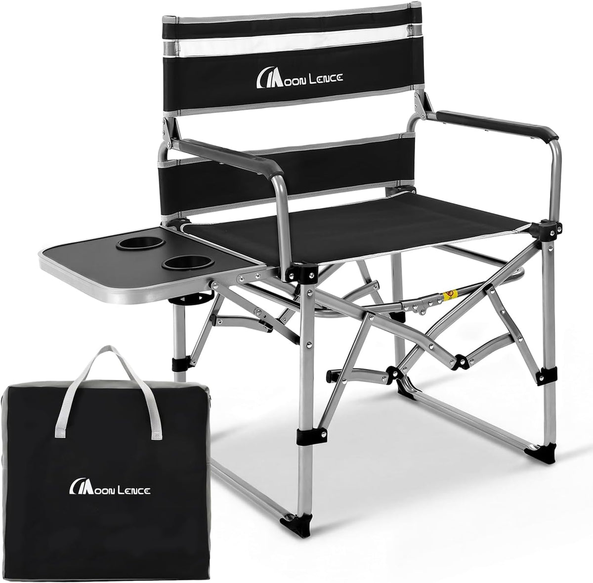 MOON LENCE Directors Camping Chair, Heavy Duty,Oversized Portable Folding Chair with Side Table for Beach, Fishing,Picnic,Lawn,Outdoor Event